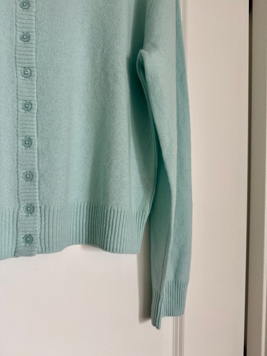 NWT! J. CREW Women’s Perfect cashmere cardigan Sky Mint Size Large 100% Cashmere - Picture 3 of 15